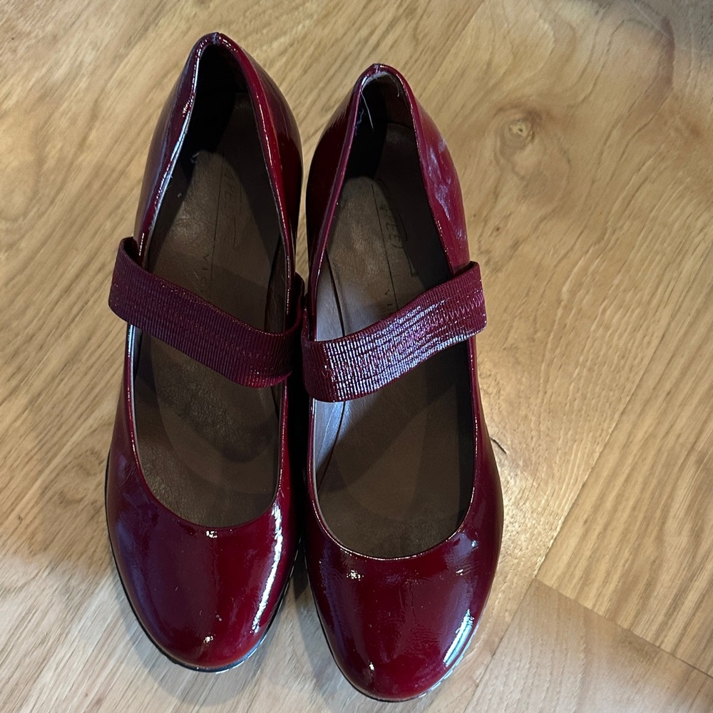 Vicini Burgundy Mary Jane Shoes